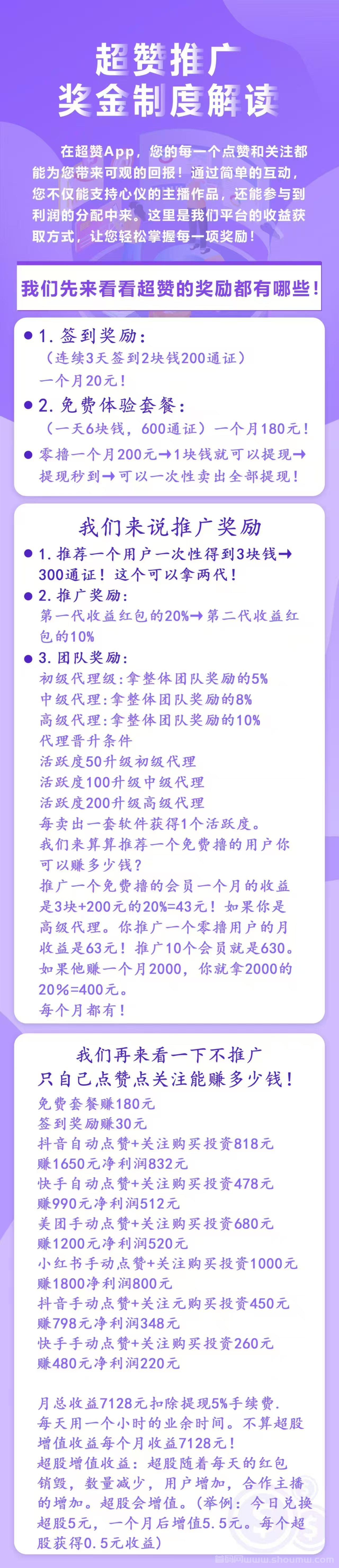 创新点赞赚米新零撸【超赞】！1起秒到！无线袋下级管道收溢模式！