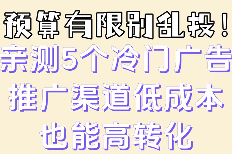 预算有限广告推广有哪些平台推荐?低成本高转化的5个冷门渠道