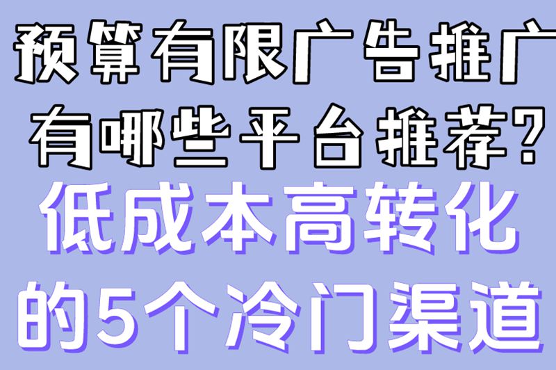 预算有限广告推广有哪些平台推荐?低成本高转化的5个冷门渠道