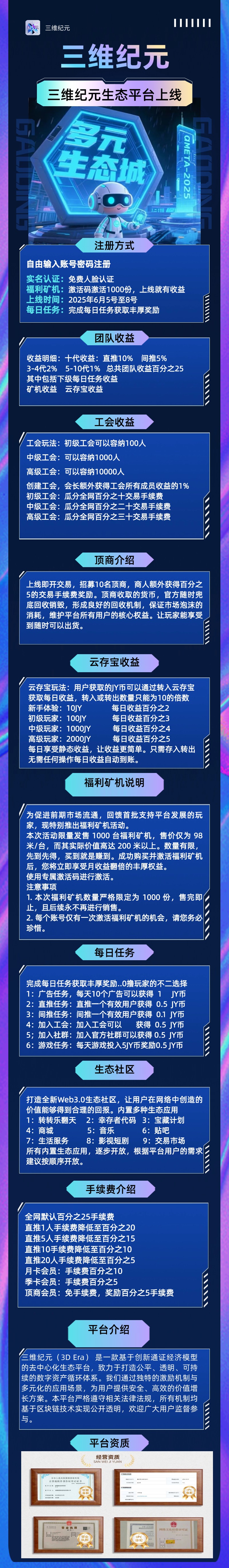2025最强项目三维纪元6.8公测上线，0撸月入300+，下级投资包赔