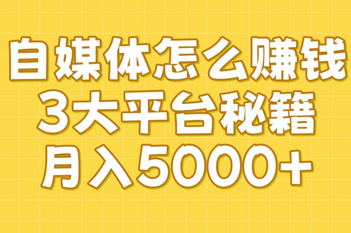 自媒体怎么赚钱?手把手教你3种方法,抖音&#x2F;小红书&#x2F;微信各大平台轻松月入5000+
