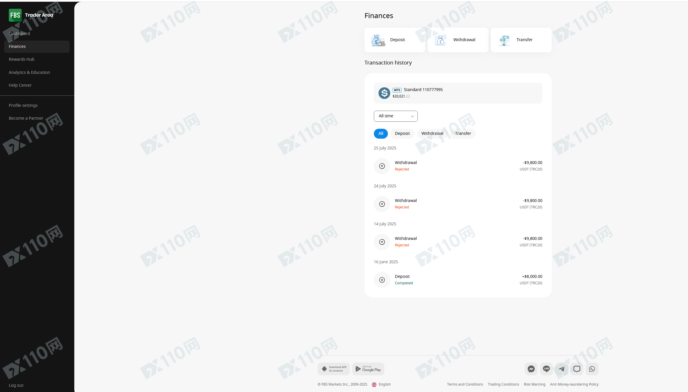 FBS黑平台,只能入金不能出金,大家小心 FBS黑平台,只能入金不能出金,大家小心
