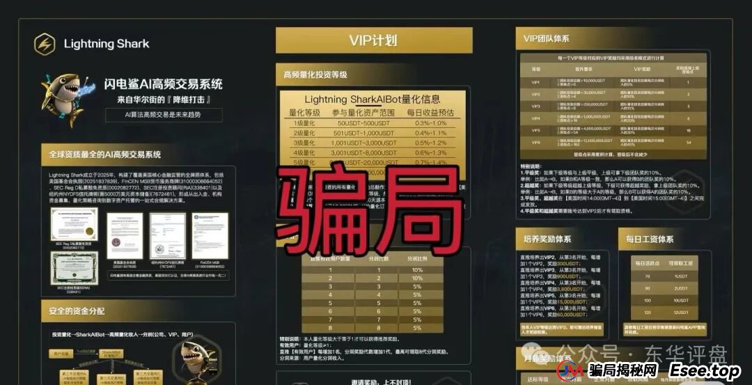 VAX（VaultX）骗局跑路后，诈骗团伙再次开盘闪电鲨AI高频量化资金盘骗局继续收割韭菜，绝对的一轮圈韭菜盘，看见一