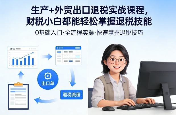 生产+外贸出口退税实战课程,财税小白都能轻松掌握退税技能(1) 生产+外贸出口退税实战课程,财税小白都能轻松掌握退税技能(1)