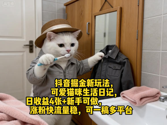 抖音掘金新玩法,可爱猫咪生活日记,日收益4张+新手可做,涨粉快流量稳,可一稿多平台(1) 抖音掘金新玩法,可爱猫咪生活日记,日收益4张+新手可做,涨粉快流量稳,可一稿多平台(1)